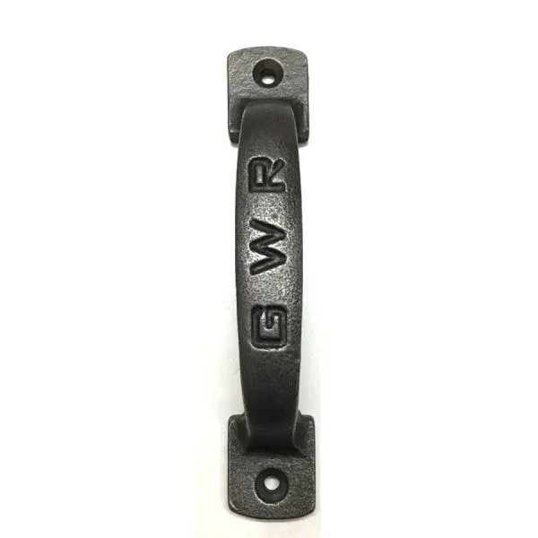 Antique Iron 4-Inch GWR Square Pull Handle (Horizontal Embos