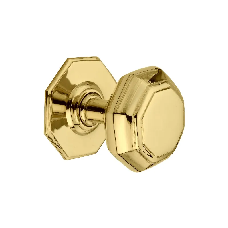 Octagonal Centre Brass Door Knob