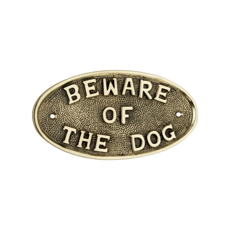 Premium Beware of the Dog Door Plate | Solid Brass Entrance